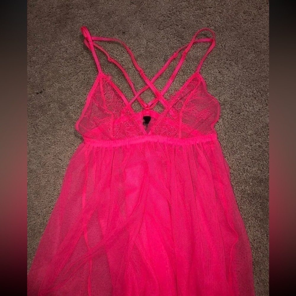 Victorias Secret Neon Pink Lingerie Lace Slip